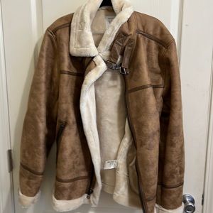 Womens Urban Outfitters Faux Leather with plush faux shearling sz L